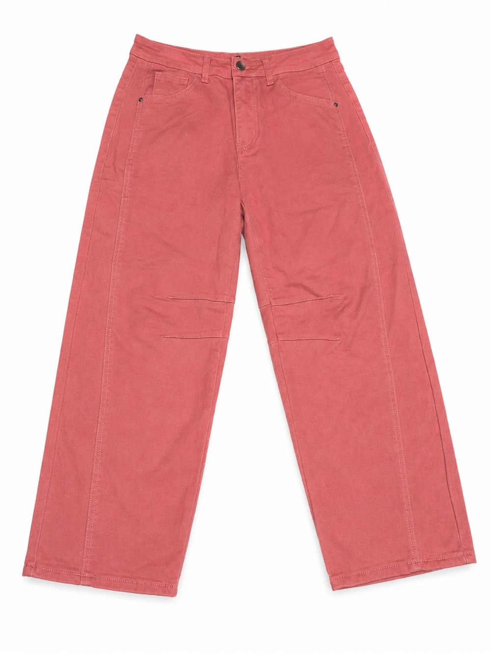 Flamingals Barrel Leg Denim Jeans. Light coral or mauve color